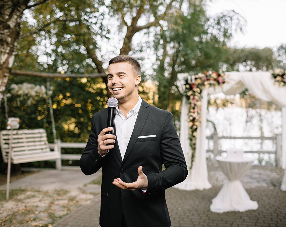 man giving wedding speech